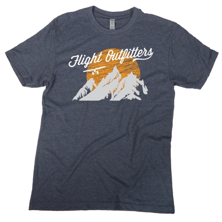 white sunset mountain tshirt navy