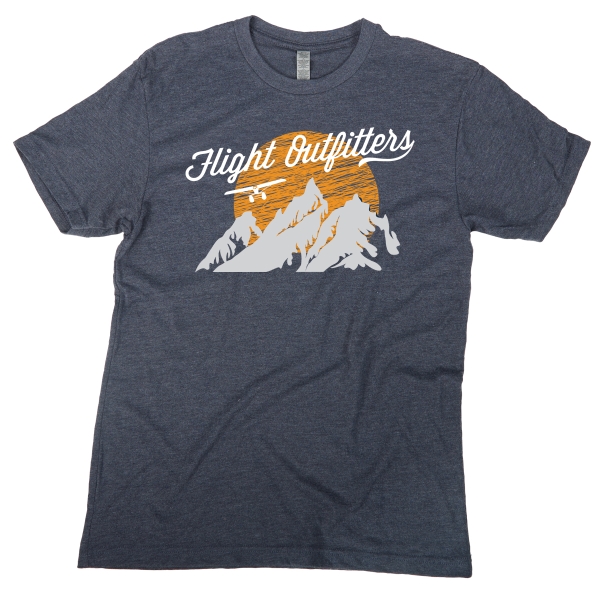 white sunset mountain tshirt navy