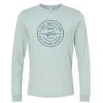 Pilot your own adventure badge long sleeve t-shirt dusty blue