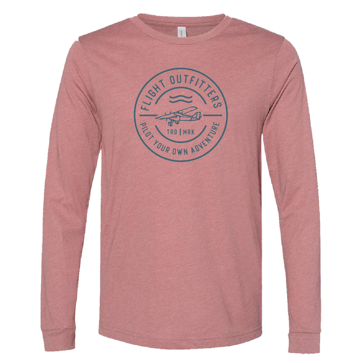 Pilot your own adventure badge long sleeve t-shirt heather mauve