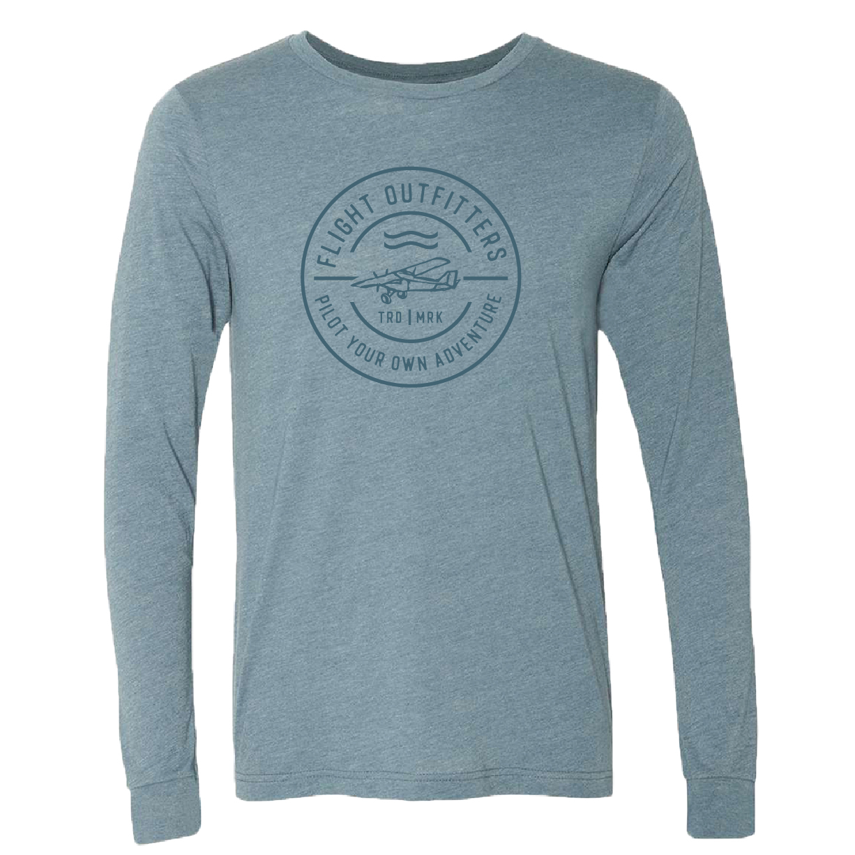 Pilot your own adventure badge long sleeve t-shirt heather slate