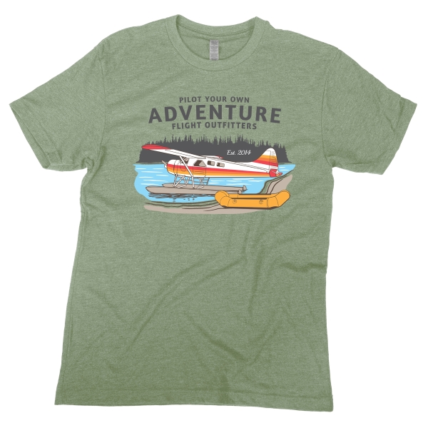 seaplane raft tshirt heather sage