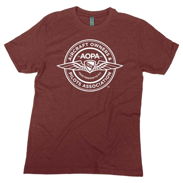 The AOPA Badge Logo White - Heather Cardinal Red
