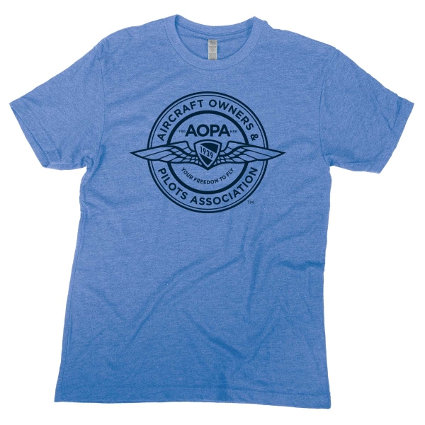 The AOPA Badge Logo Blue Tshirt - Columbia Blue