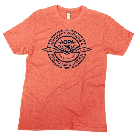 The AOPA Badge Logo Blue Tshirt - Heather Orange