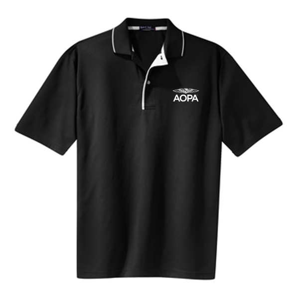 AOPA Men's Pic Polo - Black/White