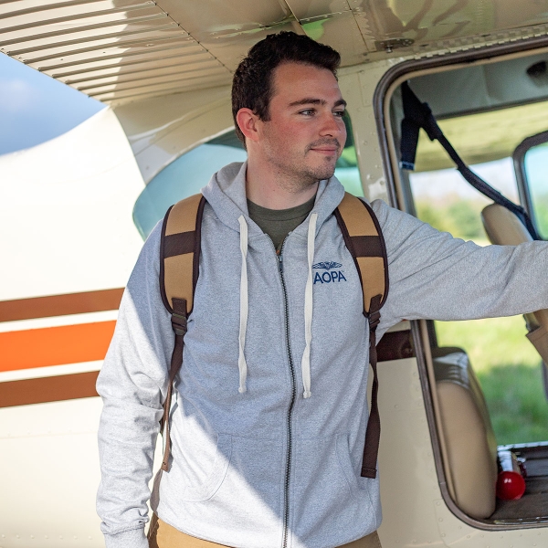 AOPA Men's Layover Hoodie - Light Grey Heather