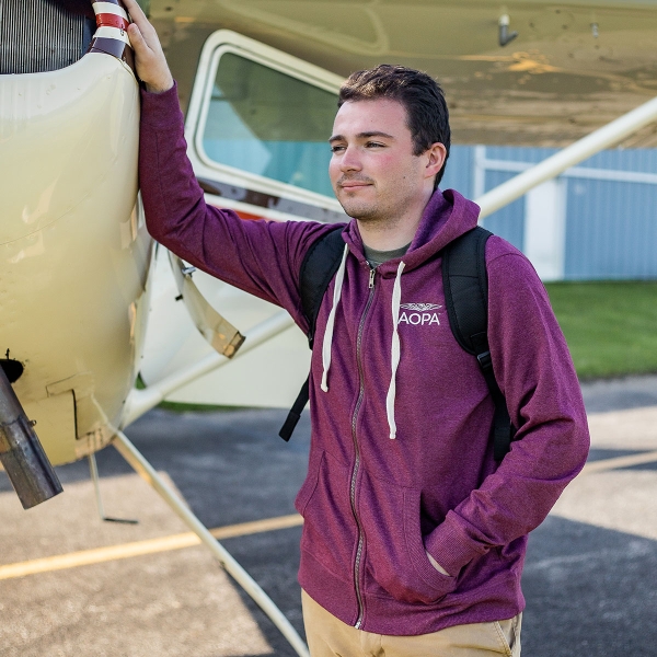 AOPA Men's Layover Hoodie - Maroon Heather