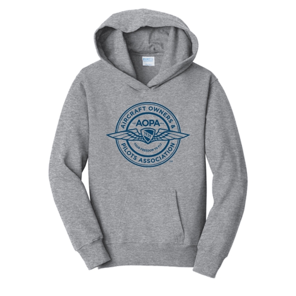 Youth AOPA Hoodie - athletic heather, seal logo