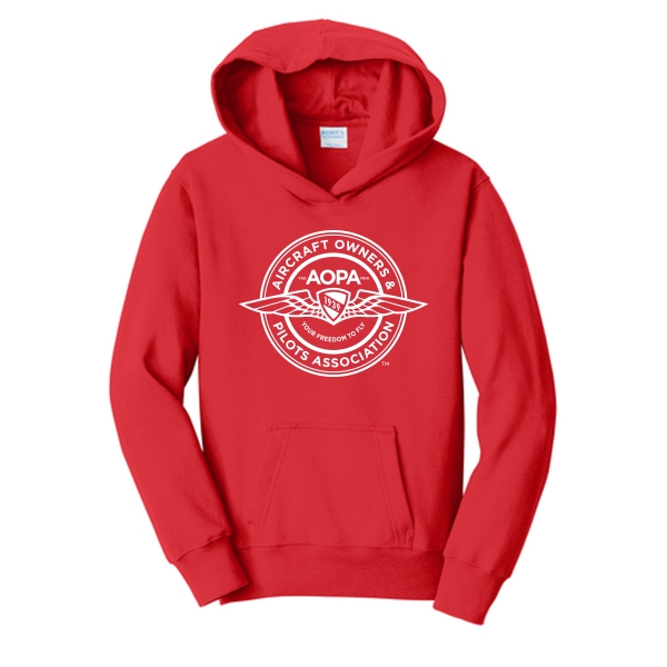 Youth AOPA Hoodie - red, seal logo