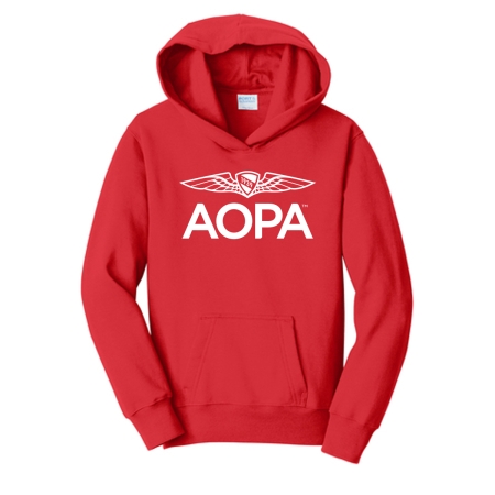 Youth AOPA Hoodie - red classic logo
